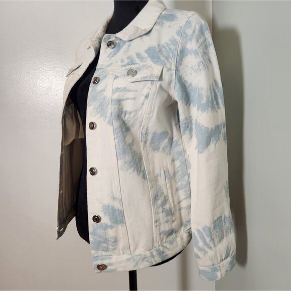 ALTAR'D STATE Blue & Ivory Tie Dye Denim Jacket, Size Medium - Picture 5 of 12
